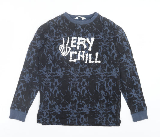 H&M Boys Blue Geometric Cotton Pullover Sweatshirt Size 10-11 Years Pullover - Very Chill