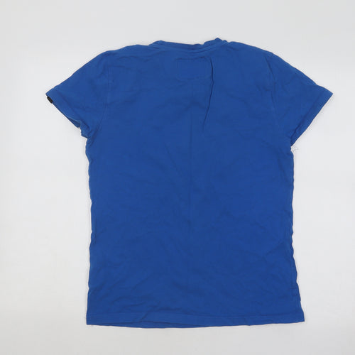 Henleys Womens Blue Cotton Basic T-Shirt Round Neck