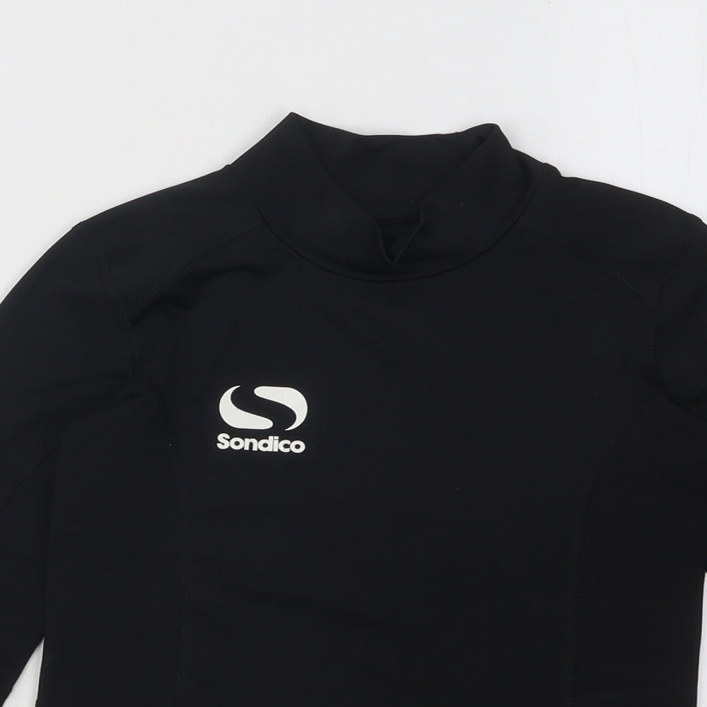 Sondico Boys Black Polyester Basic T-Shirt Size 9-10 Years Mock Neck Pullover