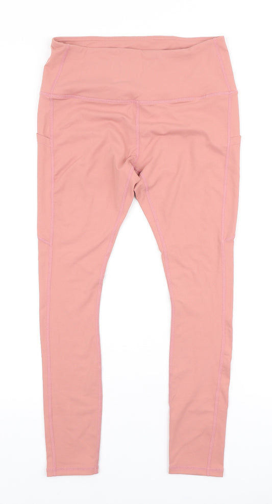 Preworn Womens Pink Nylon Compression Leggings Size M L24 in Regular Pullover