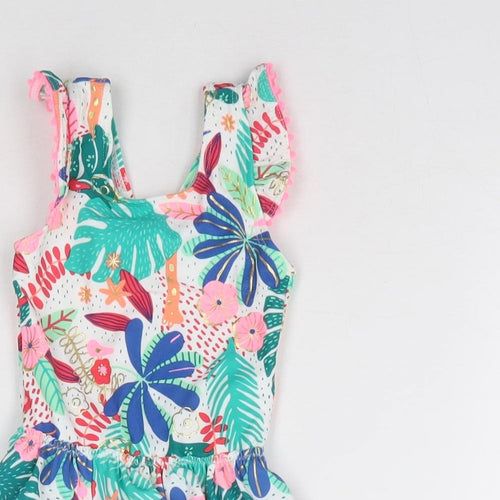 F&F Girls Multicoloured Floral Nylon Leotard One-Piece Size 6-9 Months Pullover - Swinsuit