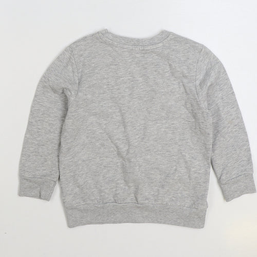 Preworn Boys Grey Cotton Pullover Sweatshirt Size 5-6 Years Pullover - Dinosaur