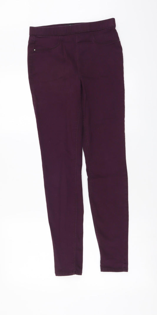 Denim & Co. Womens Purple Cotton Jegging Leggings Size 8 L28 in