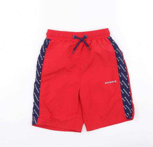 McKenzie Boys Red Polyester Sweat Shorts Size 9-10 Years Regular Drawstring - Swimming shorts
