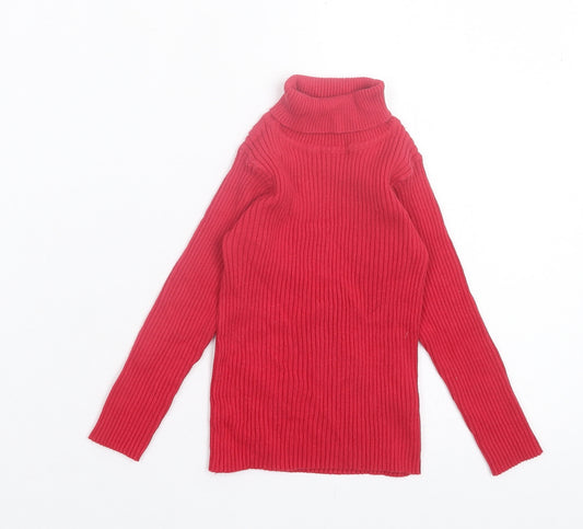 NEXT Girls Red Roll Neck Cotton Pullover Jumper Size 2 Years Pullover