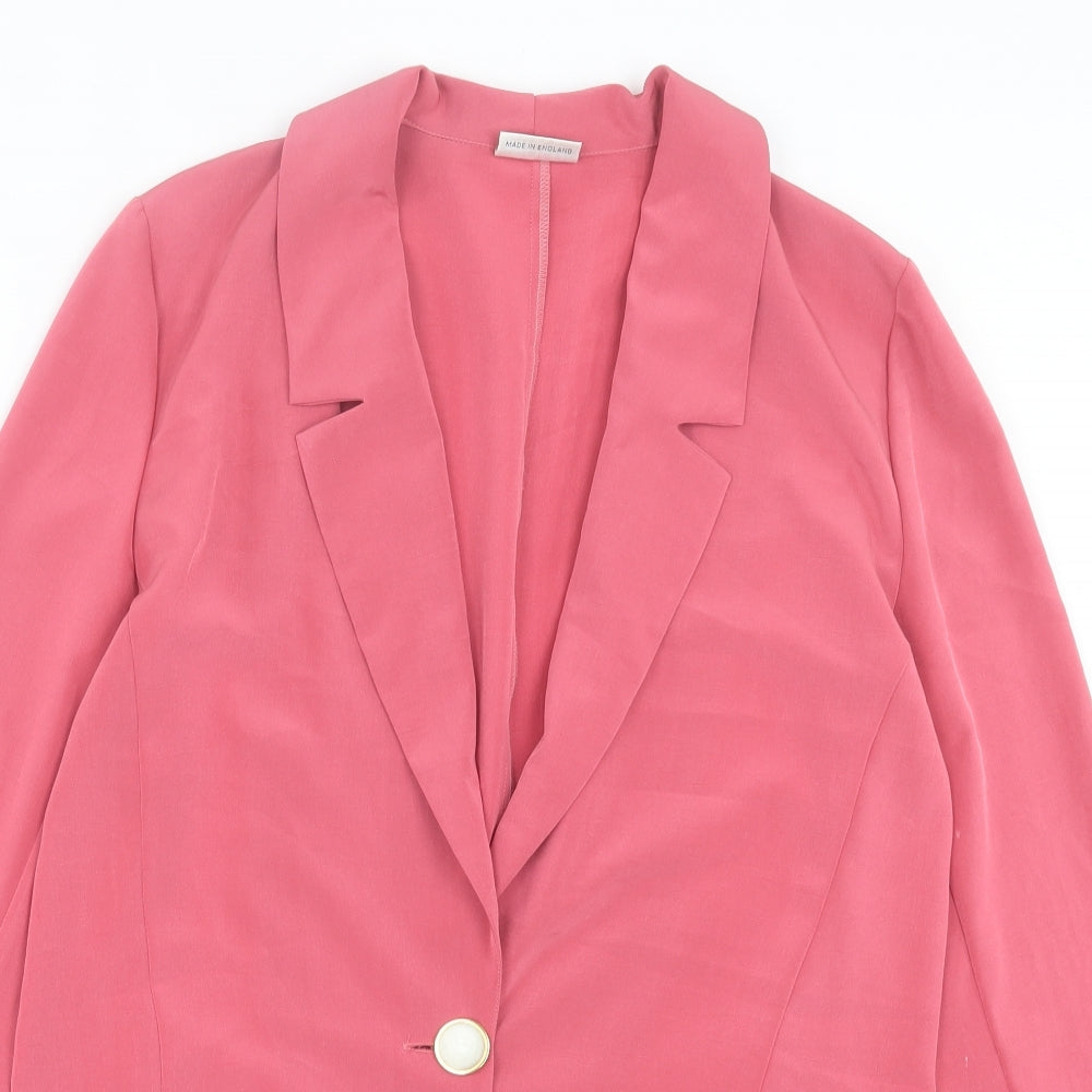 Solo Womens Pink Jacket Blazer Size 10 Button
