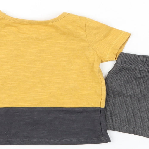 F&F Boys Yellow Cotton Shorts Set Outfit/Set Size 3-6 Months Pullover - Lion T-Shirt & Shorts Set