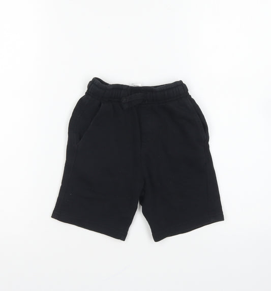 George Boys Black Cotton Sweat Shorts Size 6-7 Years Regular Drawstring