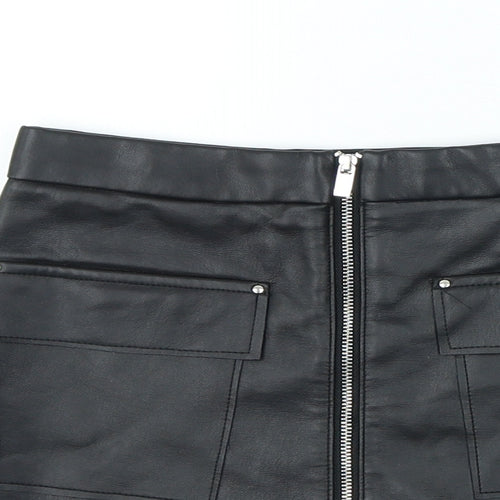 River Island Girls Black Polyester Mini Skirt Size 6 Years Regular Zip