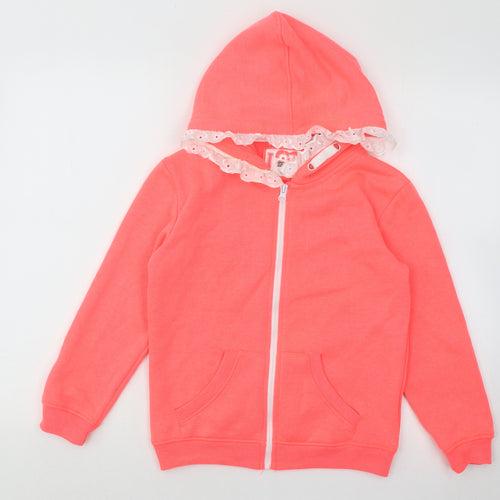 Youth Dimensions Girls Pink Cotton Full Zip Hoodie Size 8-9 Years Zip