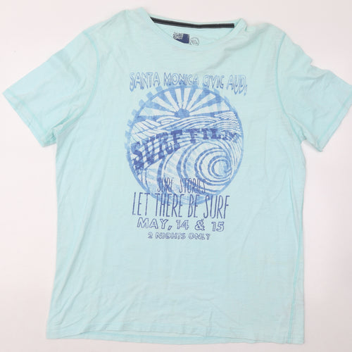 North Coast Mens Blue Cotton T-Shirt Size XL Round Neck - Santa Monica
