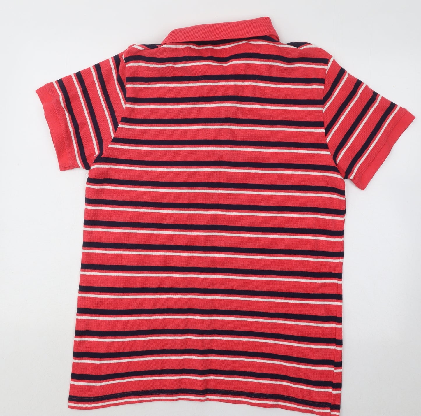 Easy Mens Multicoloured Striped Cotton Polo Size L Collared Button