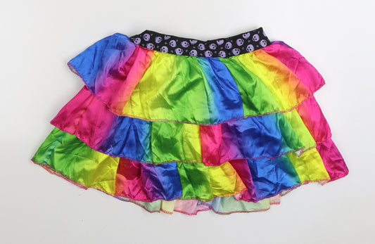 Preworn Girls Multicoloured Geometric Polyester Tutu Skirt Size 9-10 Years Regular Pull On - Skull