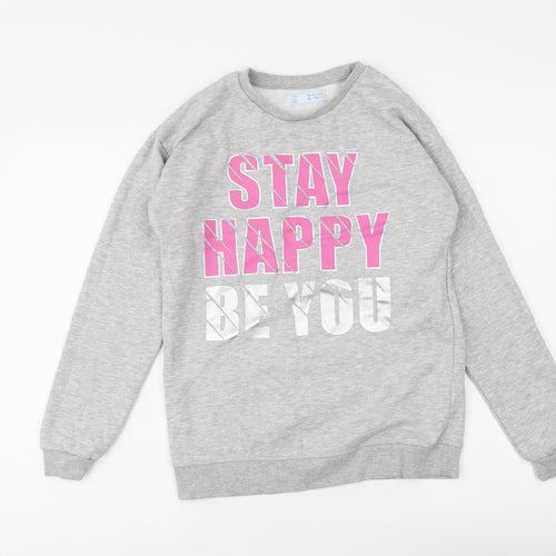 Primark Girls Grey Cotton Pullover Sweatshirt Size 12-13 Years Pullover - Stay Happy Be You