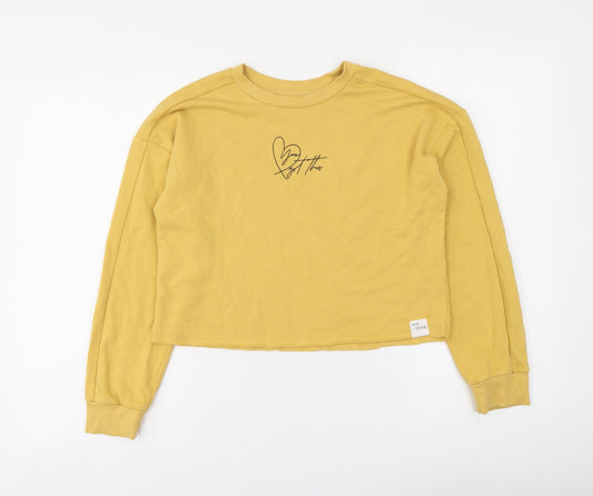 George Girls Yellow Cotton Pullover Sweatshirt Size 10-11 Years Pullover