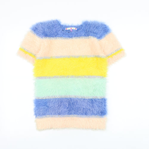 John Lewis Girls Multicoloured Round Neck Striped Polyamide Pullover Jumper Size 12 Years Pullover
