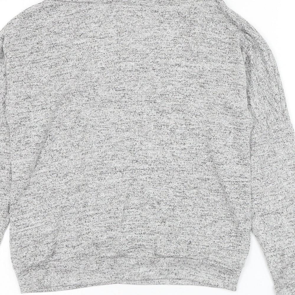 H&M Girls Grey Roll Neck Viscose Pullover Jumper Size 11-12 Years Pullover