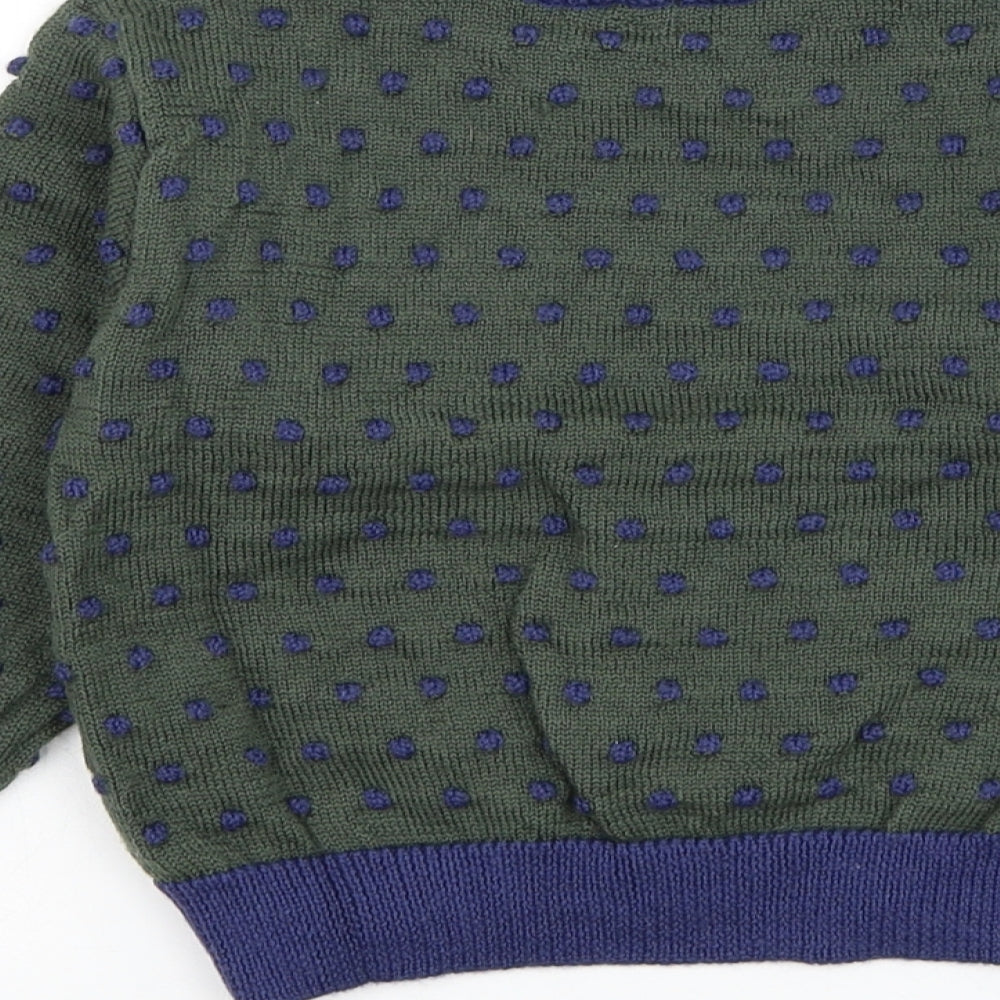 21st Century Boys Green Round Neck Polka Dot Polyester Pullover Jumper Size 5-6 Years Pullover