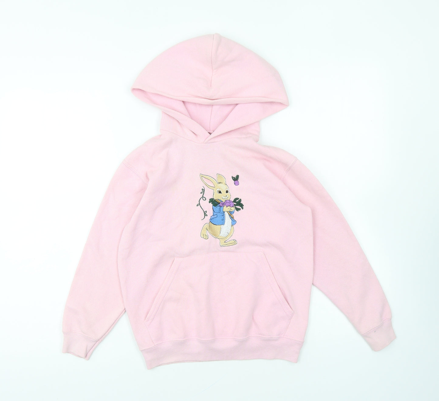 Fruit of the Loom Girls Pink Cotton Pullover Hoodie Size 7-8 Years Pullover - Peter Rabbit