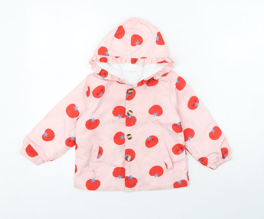SheIn Girls Pink Geometric Anorak Coat Size 5 Years Button - Tomato
