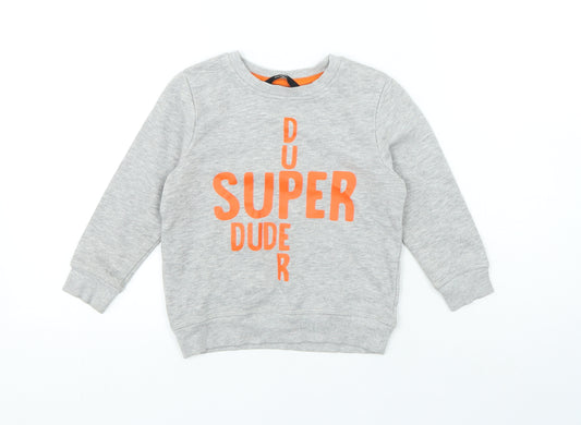 George Boys Grey Cotton Pullover Sweatshirt Size 3-4 Years - Super Duper Dude