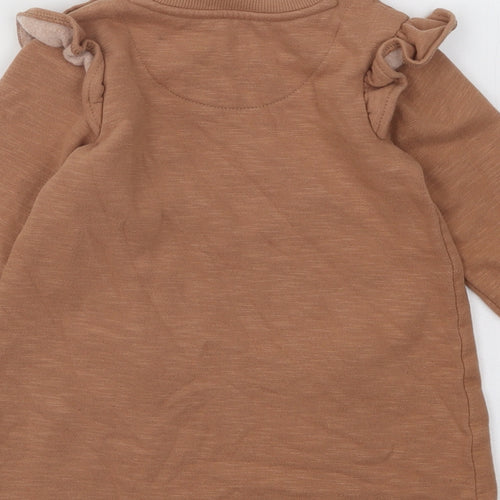George Girls Brown Cotton A-Line Size 2 Years Round Neck Pullover - Cat
