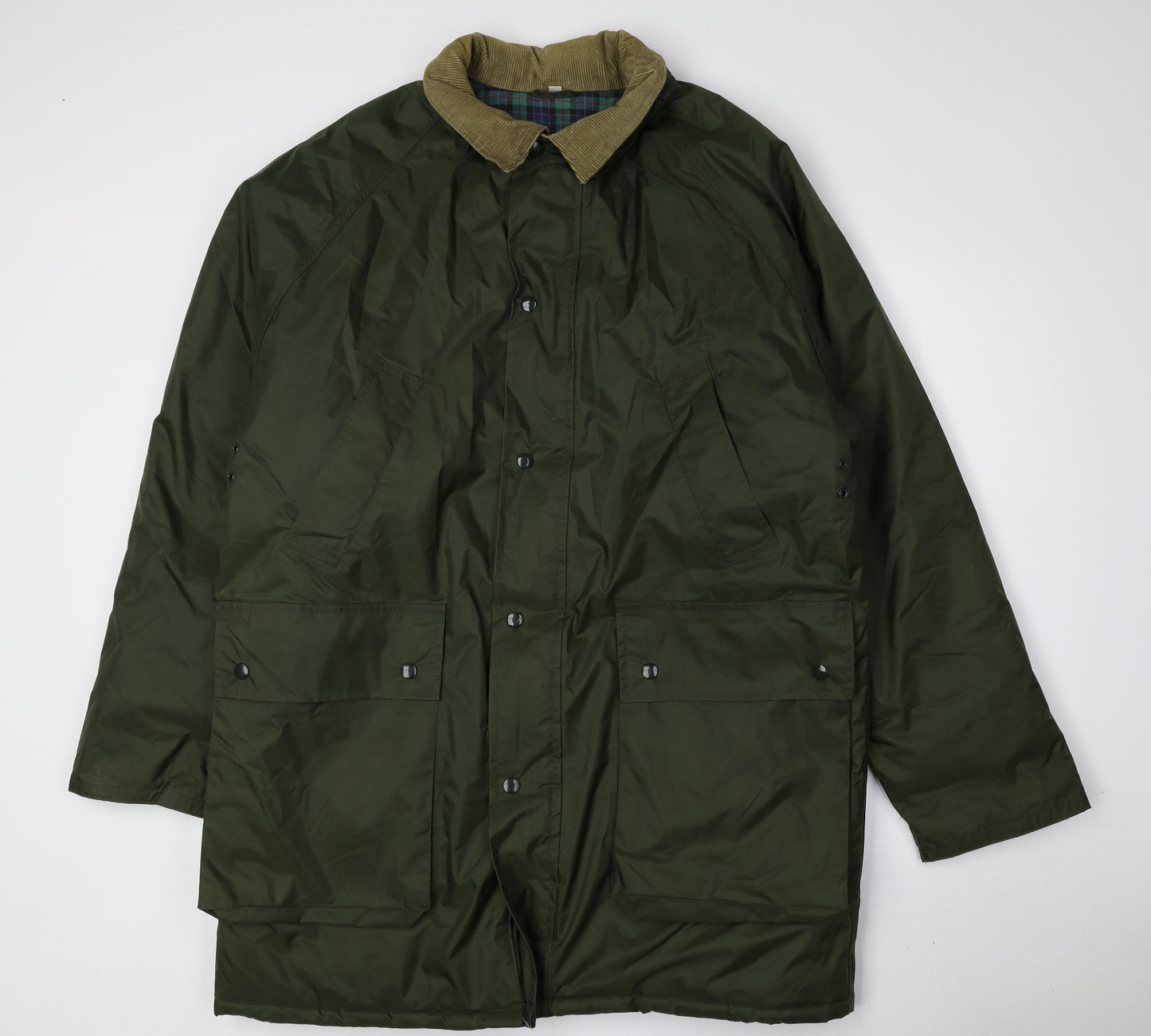 Preworn Mens Green Overcoat Coat Size M Snap