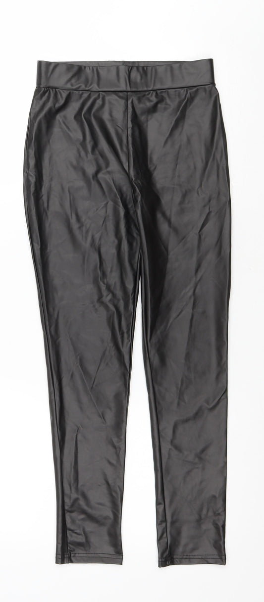 Primark Girls Black Polyester Jegging Trousers Size 12-13 Years Regular Drawstring