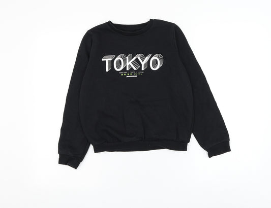Primark Boys Black Cotton Pullover Sweatshirt Size 10-11 Years Pullover - Tokyo