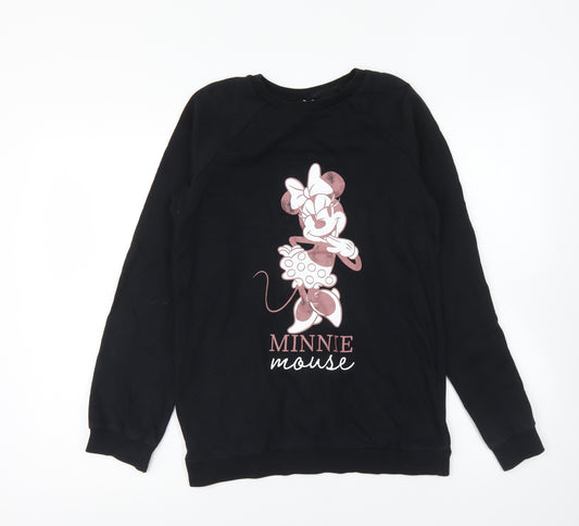 George Girls Black Cotton Pullover Sweatshirt Size 13-14 Years Pullover - Minnie Mouse