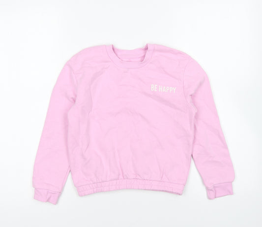 Nutmeg Girls Pink Cotton Pullover Sweatshirt Size 8-9 Years Pullover - Be Happy