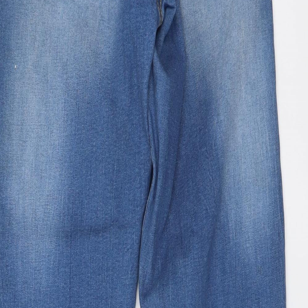 Marks and Spencer Girls Blue Cotton Straight Jeans Size 11-12 Years Regular Button