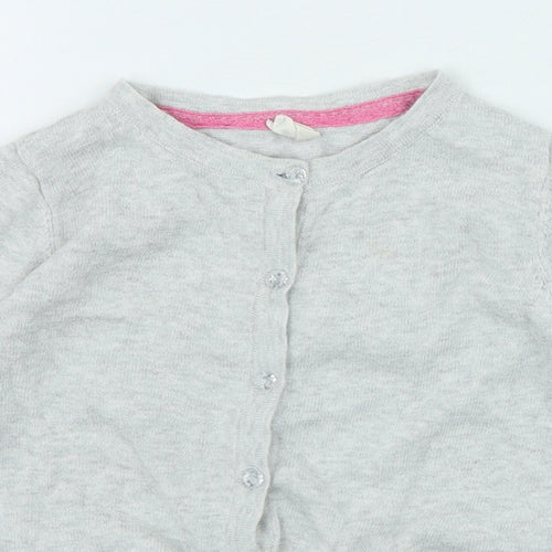 Young Dimension Girls Grey Round Neck Cotton Cardigan Jumper Size 3-4 Years Button
