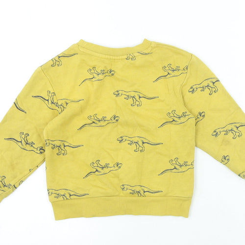 H&M Boys Yellow Geometric Cotton Pullover Sweatshirt Size 2 Years Pullover - Dinosaur