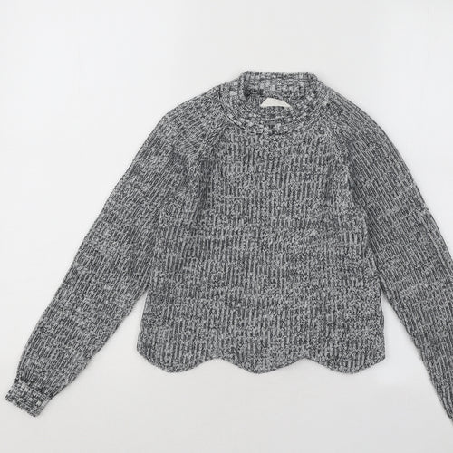 Candy Couture Girls Grey Mock Neck Geometric Cotton Pullover Jumper Size 11 Years Pullover