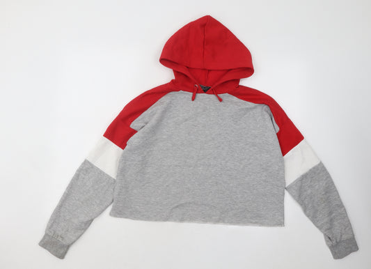 New Look Girls Multicoloured Colourblock Cotton Pullover Hoodie Size 14-15 Years Pullover