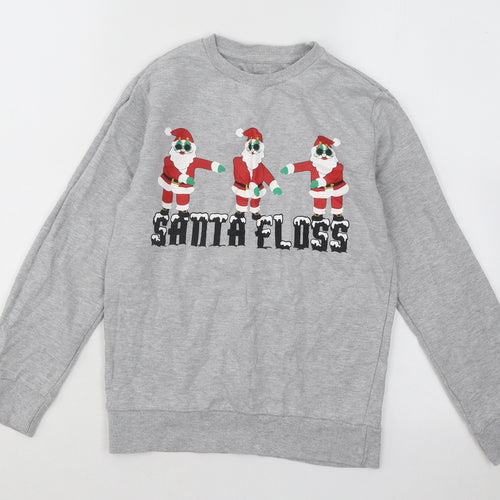 Urban Outlaws Boys Grey Cotton Pullover Sweatshirt Size 9 Years Pullover - Santa Floss Christmas