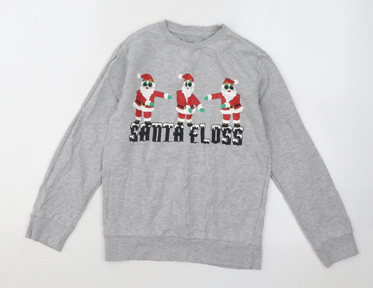 Urban Outlaws Boys Grey Cotton Pullover Sweatshirt Size 9 Years Pullover - Santa Floss Christmas