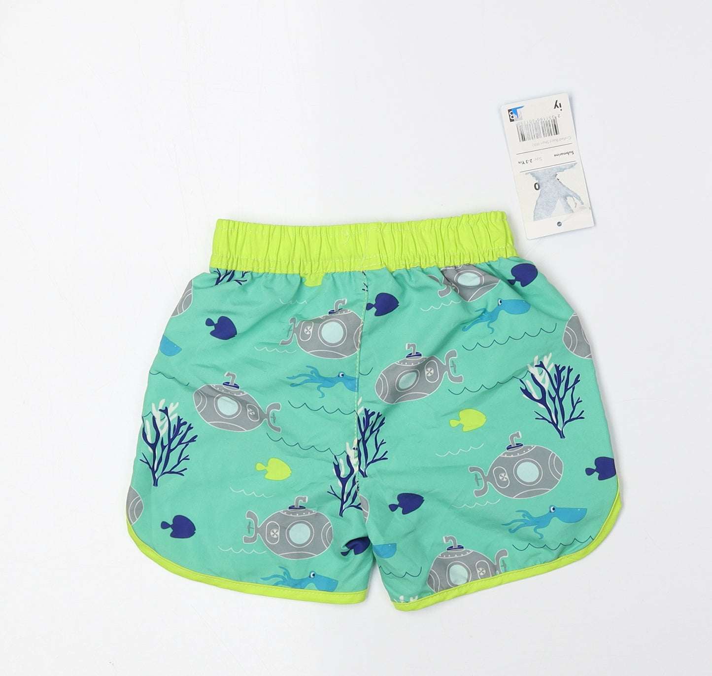 Crafted Boys Multicoloured Geometric Polyester Utility Shorts Size 2-3 Years Regular - Swim Trunks Submarine