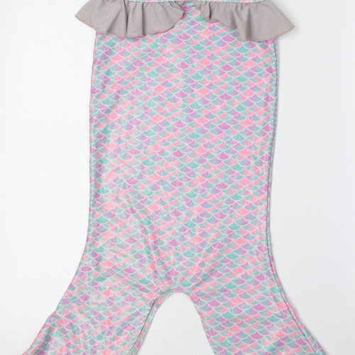 Disney Girls Multicoloured Geometric Polyester Straight & Pencil Skirt Size 6-7 Years Regular Pull On - Mermaid, Swimming Skirt