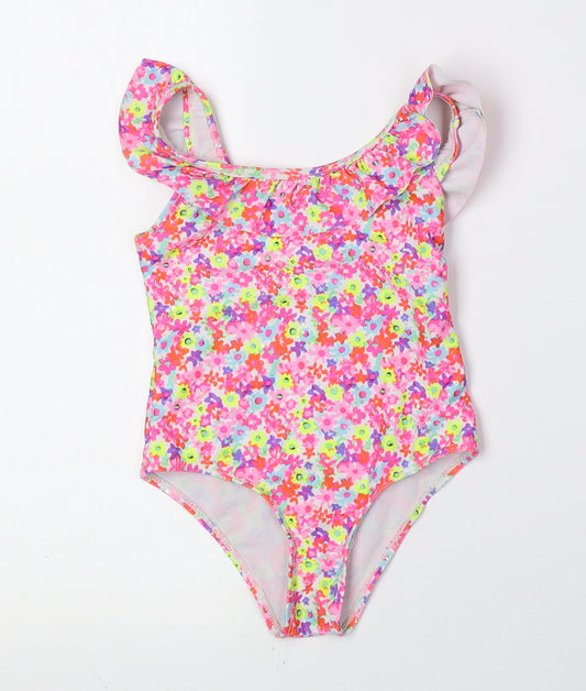 Primark Girls Multicoloured Floral Polyester Leotard One-Piece Size 3-4 Years Pullover - Swim Wear