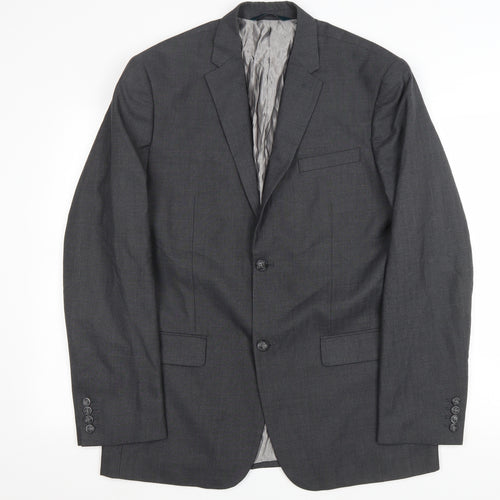 Perry Ellis Mens Grey Polyester Jacket Blazer Size 42