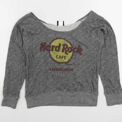 Hard Rock Cafe Womens Grey Cotton Pullover Sweatshirt Size S Pullover