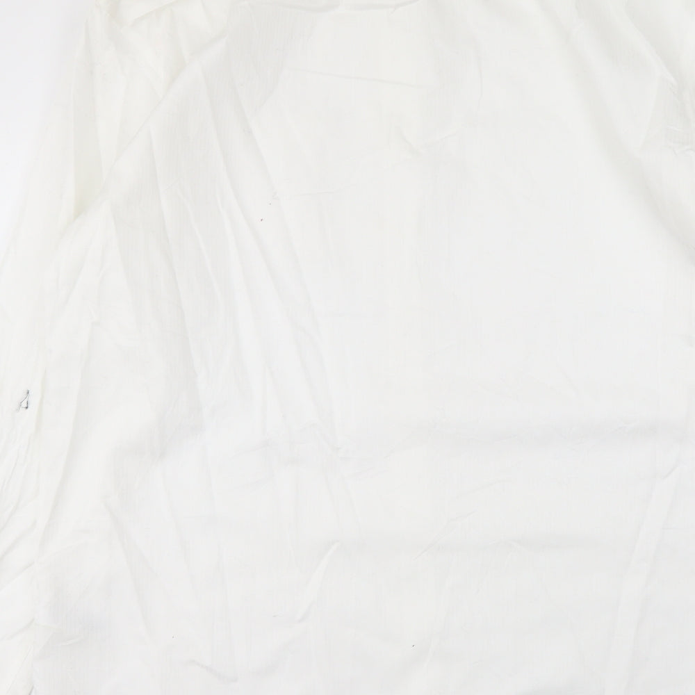 Marks and Spencer Mens White Polyester Button-Up Size 16 Collared Button