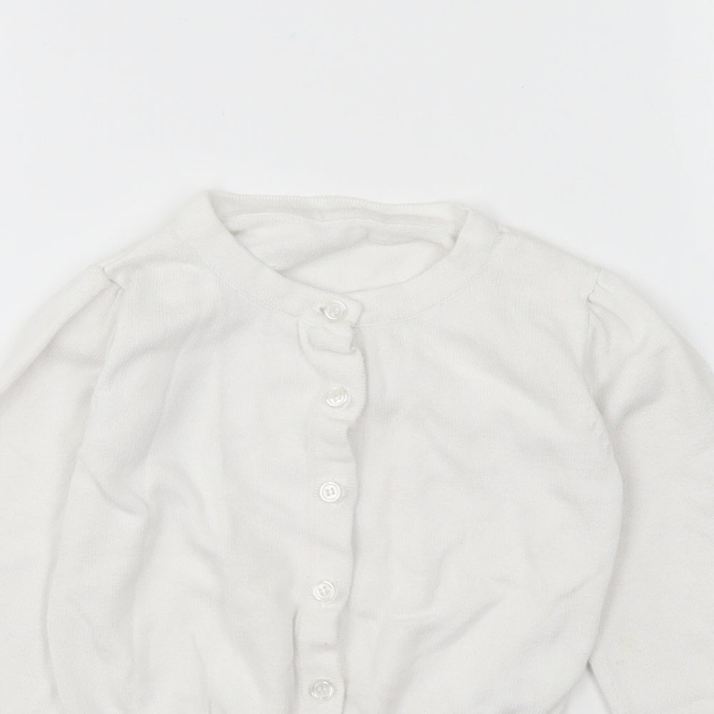 Dunnes Stores Girls White Round Neck Cotton Cardigan Jumper Size 4 Years Button