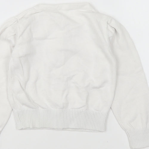 Dunnes Stores Girls White Round Neck Cotton Cardigan Jumper Size 4 Years Button