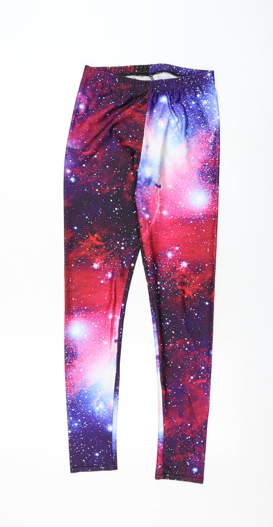 Preworn Womens Multicoloured Geometric Polyester Leggings Size S L27 in - Galaxy