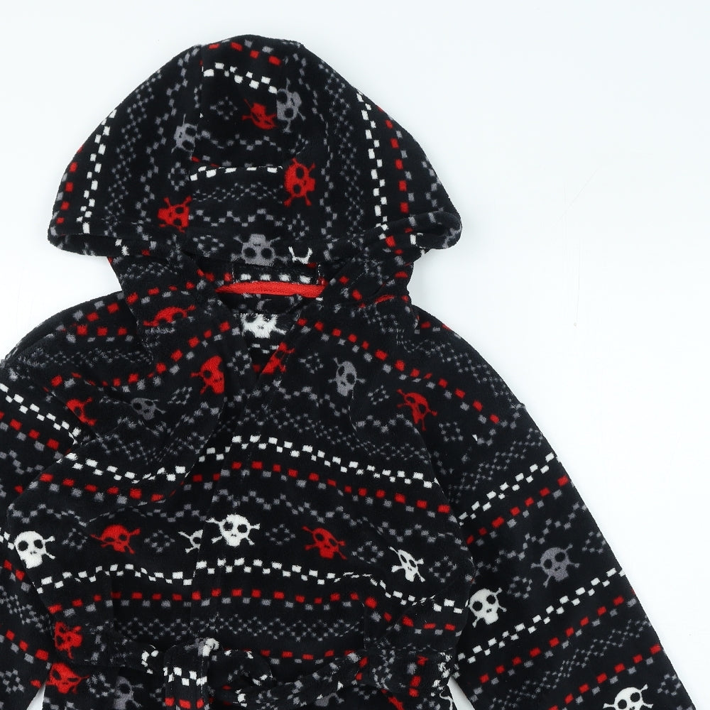 Preworn Boys Black Geometric Polyester Robe & Gown Set Size 10-11 Years Tie - Skull