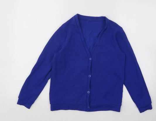George Boys Blue V-Neck Cotton Cardigan Jumper Size 9-10 Years Button
