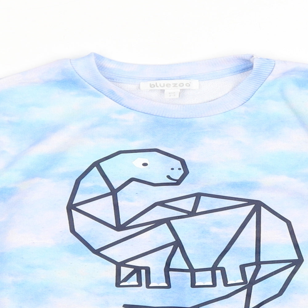 Blue Zoo Girls Blue Geometric Polyester Pullover Sweatshirt Size 2-3 Years Pullover - Geometric Dinosaur